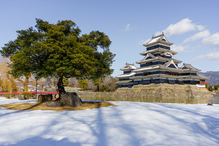 养的冬季，长野，日本松本传统城堡