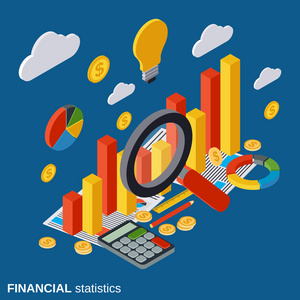 金融统计 业务报告 市场统计 财务分析矢量的概念