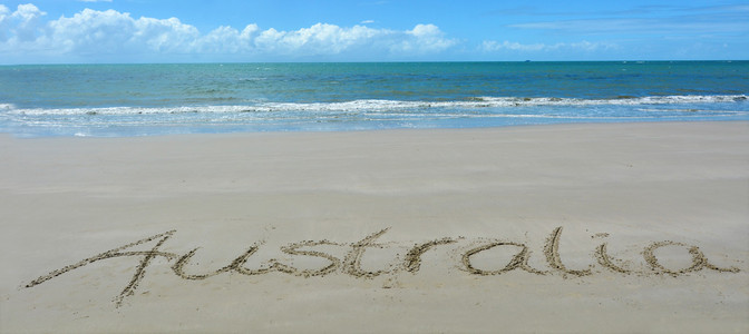 这个词写在沙子中的澳大利亚