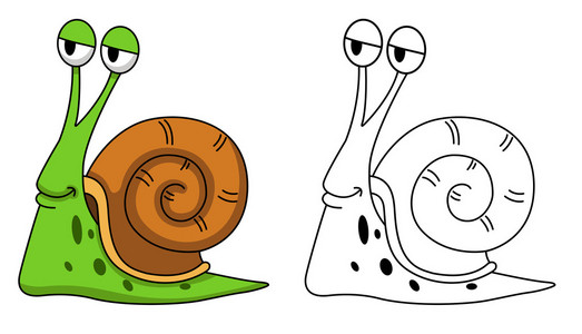 教育着色书蜗牛的插图