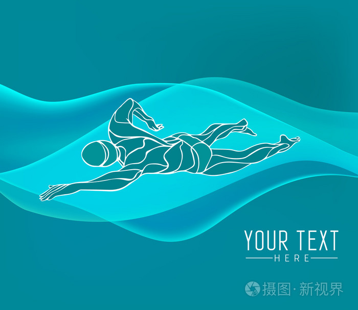 自由泳的剪影游泳运动员