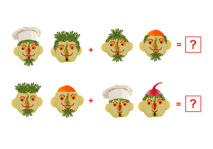 卡通脸的蔬菜和水果，因为马图