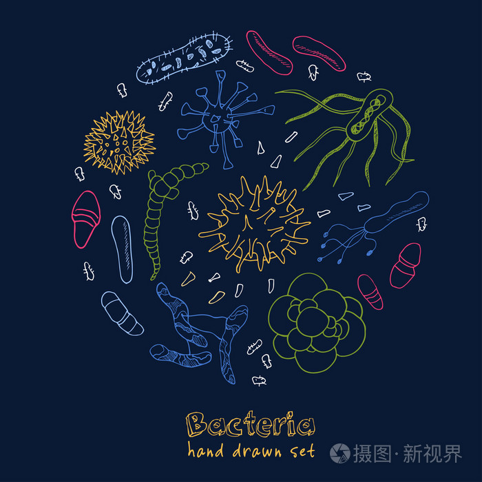 细菌病毒图标设置素描