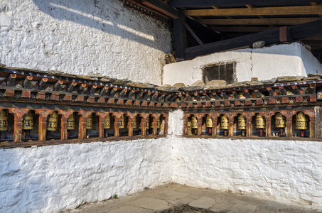 不丹的佛教祈祷 Kyichu Lhakhang 寺，帕罗，不丹的轮子