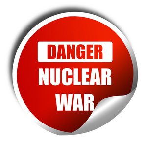 核危险的背景下，3d 渲染，白色与红色贴纸