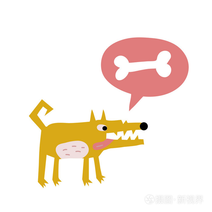 可爱的小狗一根骨头的思考插画-正版商用图片1ntrmh-摄图新视界
