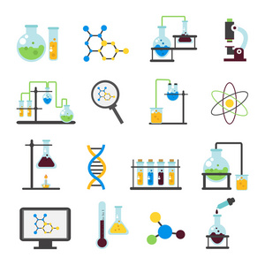 化学实验室平面图标集