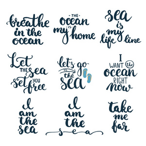 手工绘制的排版刻字短语设置关于海 海洋 夏季时间