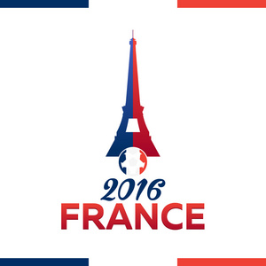 法国欧元 2016年徽标。埃菲尔铁塔的标志。矢量图。足球或足球