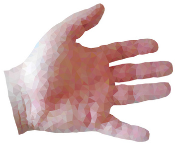 三角化的五个手指张开的手