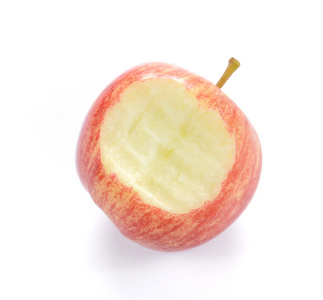 白色背景上咬一口的苹果红苹果