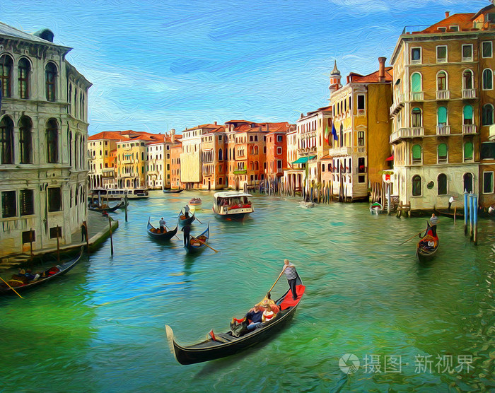威尼斯,意大利.在油画风格的插图