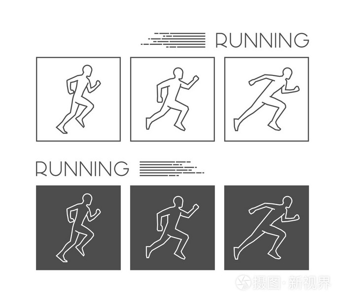 摄图新视界 插画 标志,符号 跑步者的矢量线轮廓.eps