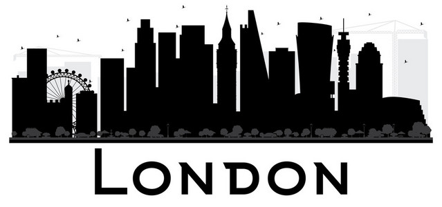 伦敦城市天际线黑白剪影