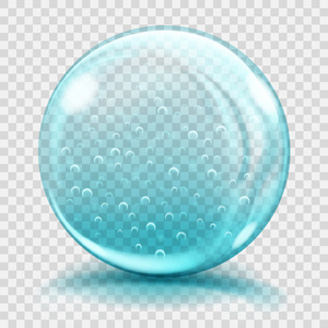 大光的蓝色玻璃球体与气泡