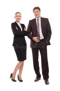 穿着正式衣服的男人和女人的明亮照片。