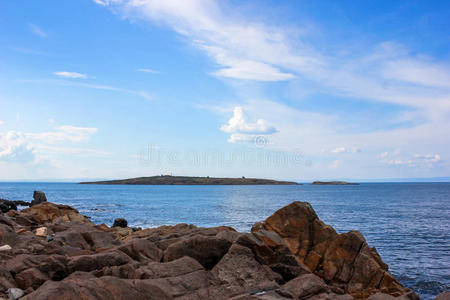 风景 欧罗巴 保加利亚 海景 美丽的 海湾 季节 海洋 岩石