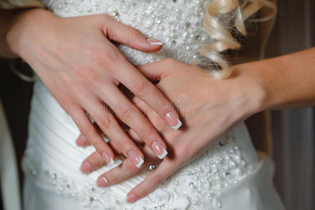 新娘 手套 女孩 特写镜头 身体 白种人 优雅 连衣裙 美丽的