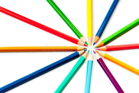彩色铅笔，孤立的