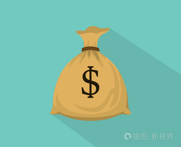 一袋钱或黄金硬币平面矢量图形插画