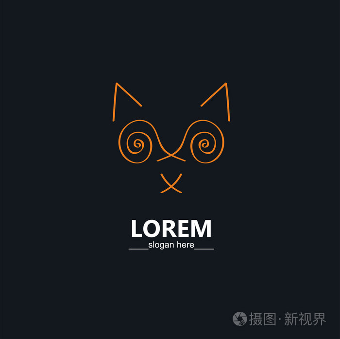 猫咪轮廓标志矢量设计元素商业标志猫行艺术标志抽象猫的标志猫豪华