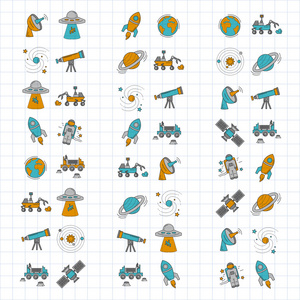 向量集的空间和天文学的图标图片