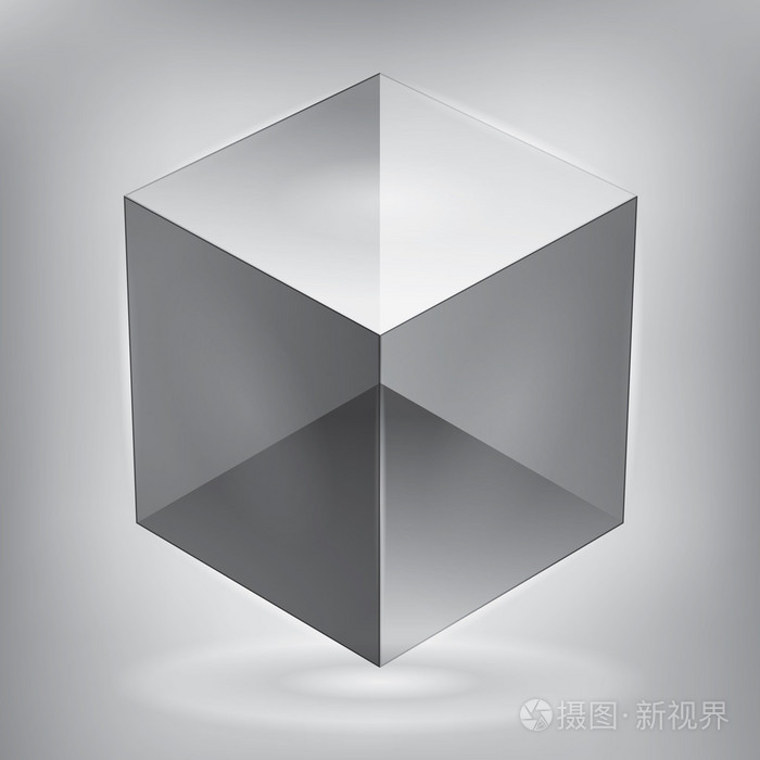 矢量反射多维数据集透明对象图形抽象设计