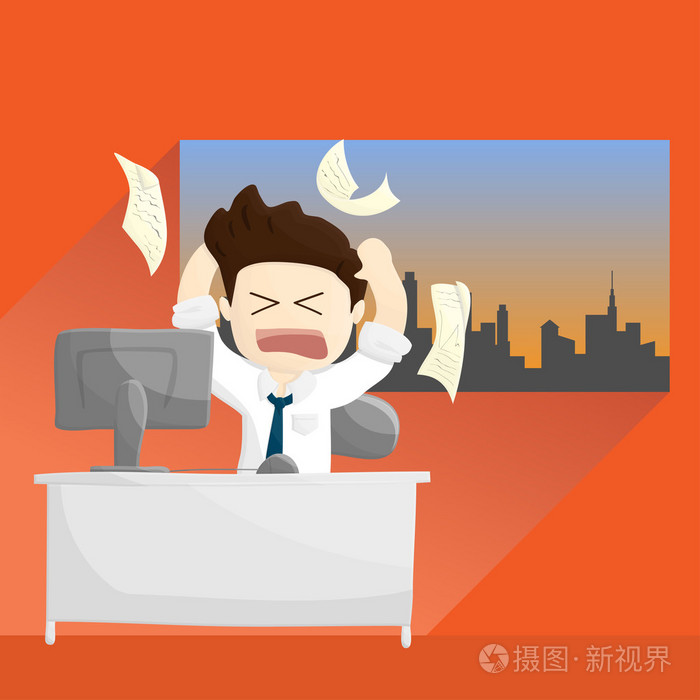 繁忙的愤怒工作时间工资人卡通生活方式图