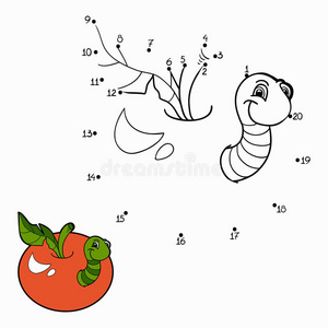 毛虫 困难 小孩 娱乐 动物 苹果 插图 智力 活动 宝贝