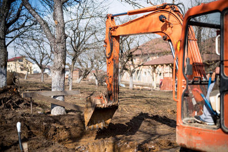 机器 推土机 承包商 行业 房子 水桶 建造 建设 挖掘