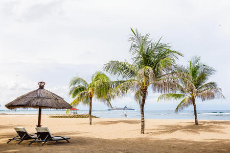 巴厘岛有棕榈树的海滩