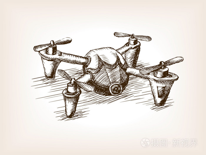 直升机无人机素描矢量图插画-正版商用图片1oqqdj-摄图新视界