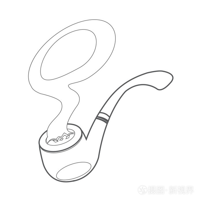 吸烟与烟草烟雾黑色和白色轮廓绘图标志管插画-正版商用图片1or0a4-摄