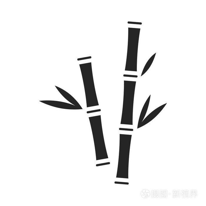 竹子图标黑色简约风格一个大型水疗收藏品的图标