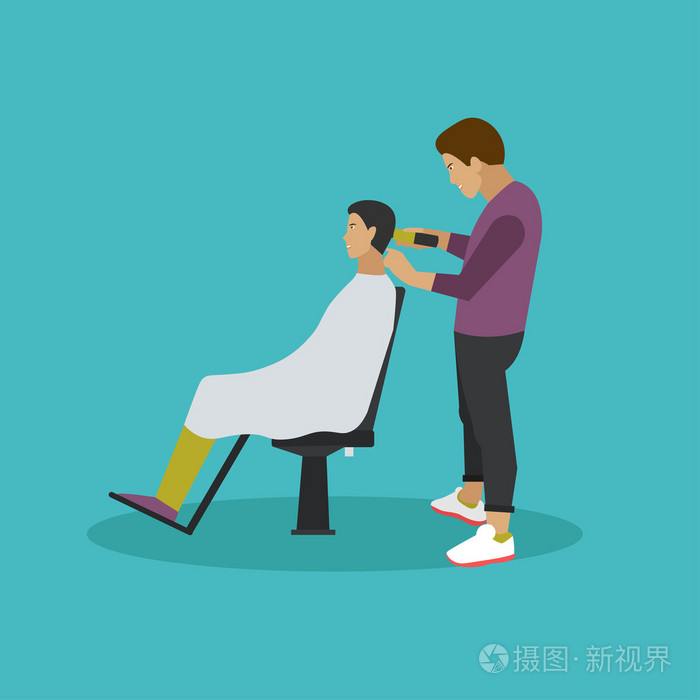 理发店概念矢量插图平面风格. 发廊插画-正版商用图片