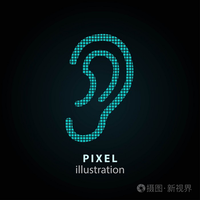 摄图新视界 插画 抽象 耳朵-像素图.