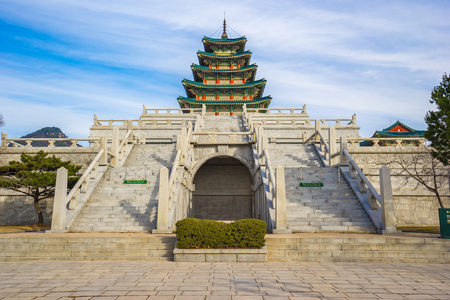 景福宫韩国与漂亮的天空图片