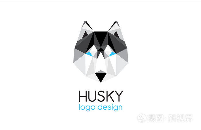 赫斯基狗头标志设计-矢量图