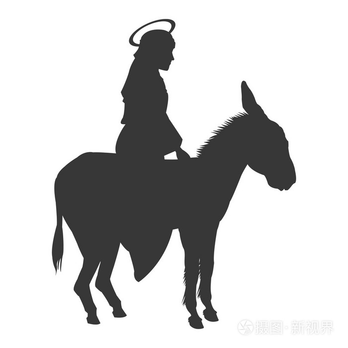 圣母玛利亚骑驴剪影图标