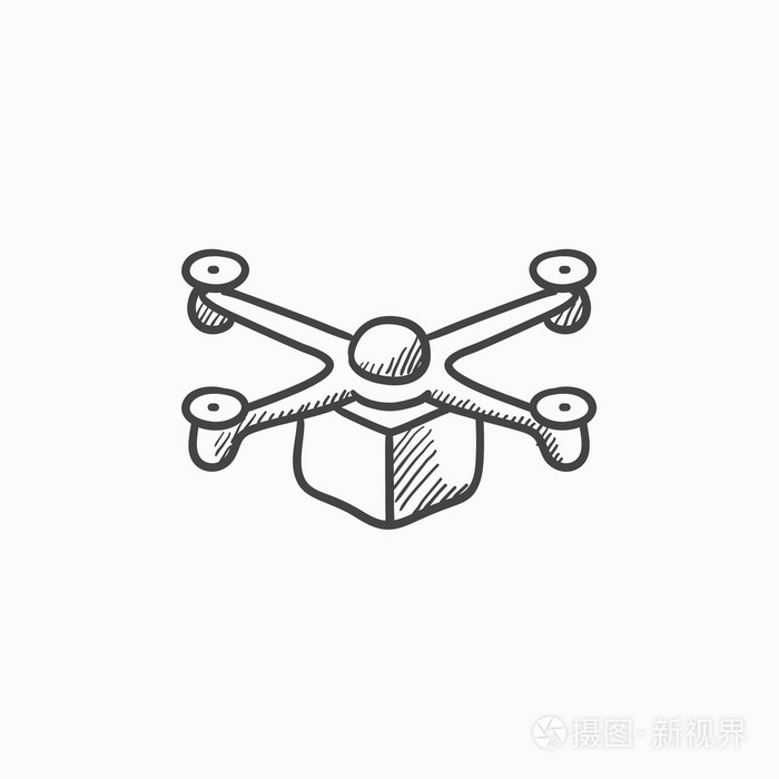 无人驾驶飞机交付包素描图标