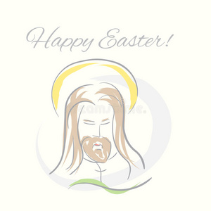 复活节耶稣手绘插图