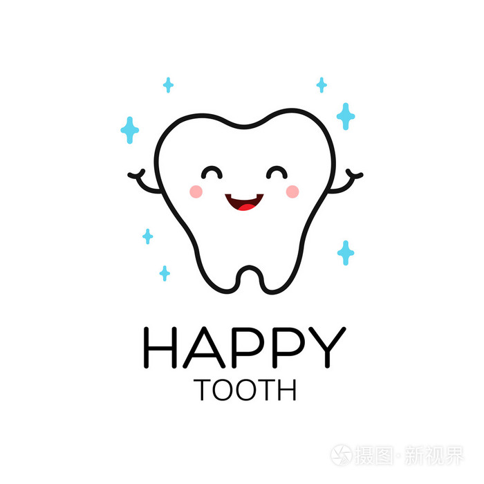 牙齿的健康可爱卡通人物