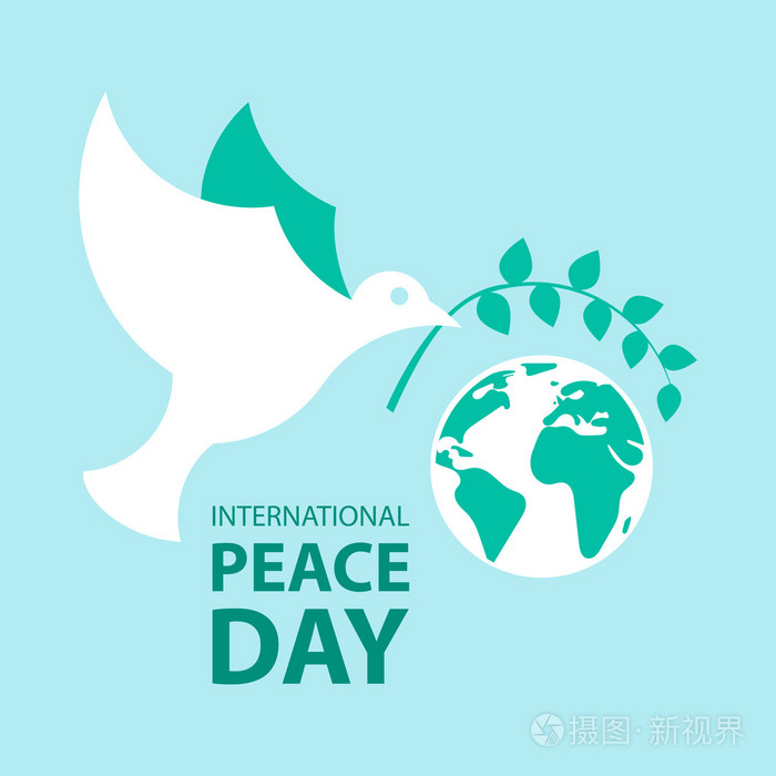 和平白鸽与橄榄枝为国际和平日海报