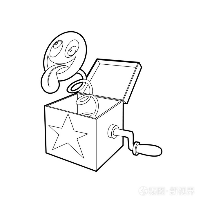 弹簧图标,大纲样式的玩具盒