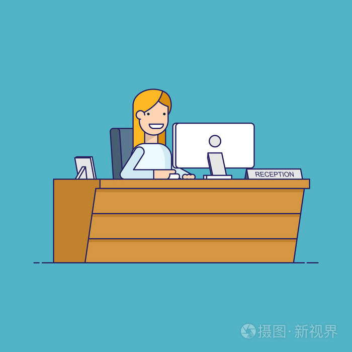 幸福的女人等待客户