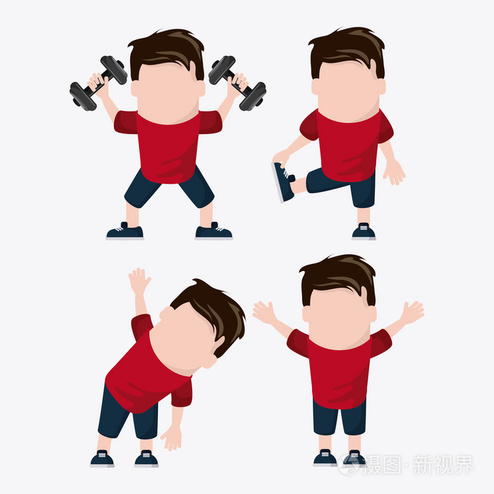 小男孩举重健康的生活方式设计