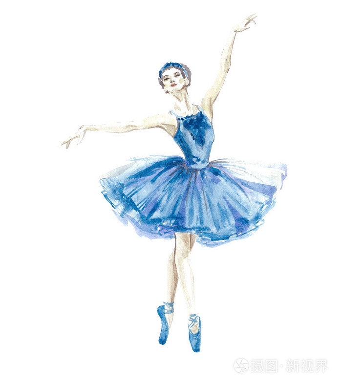 画的水彩芭蕾舞女演员