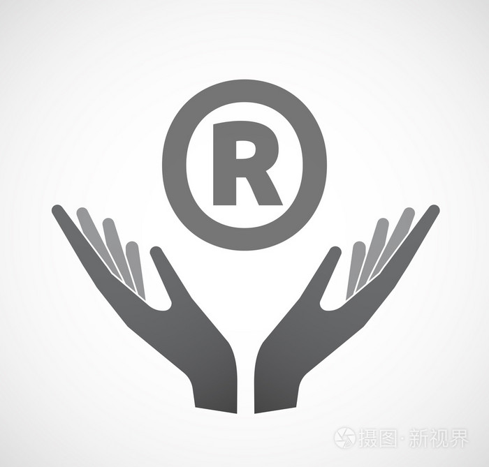 提供注册的商标 sy 带有图标的孤立的手