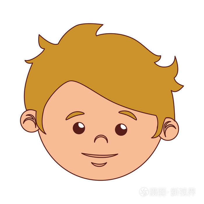 孤立的男孩卡通脸金色头发