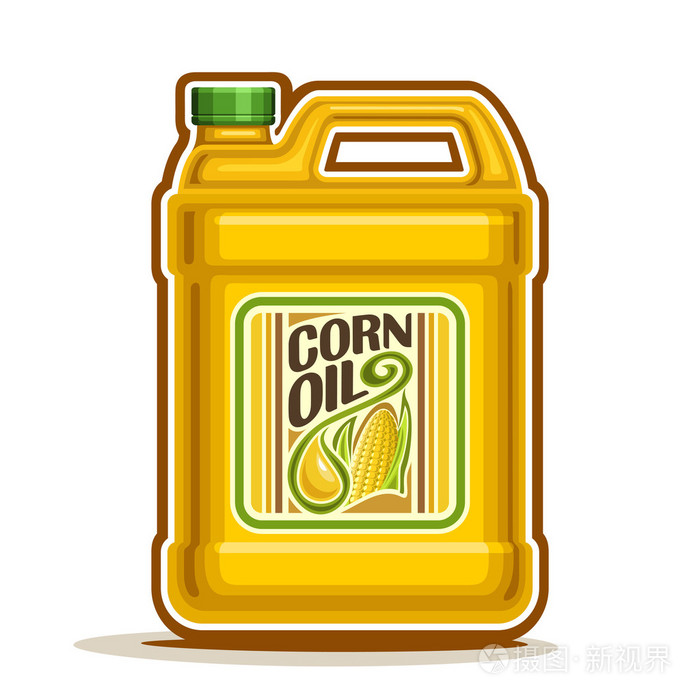 矢量标志大黄色塑料瓶用玉米油插画-正版商用图片1-摄
